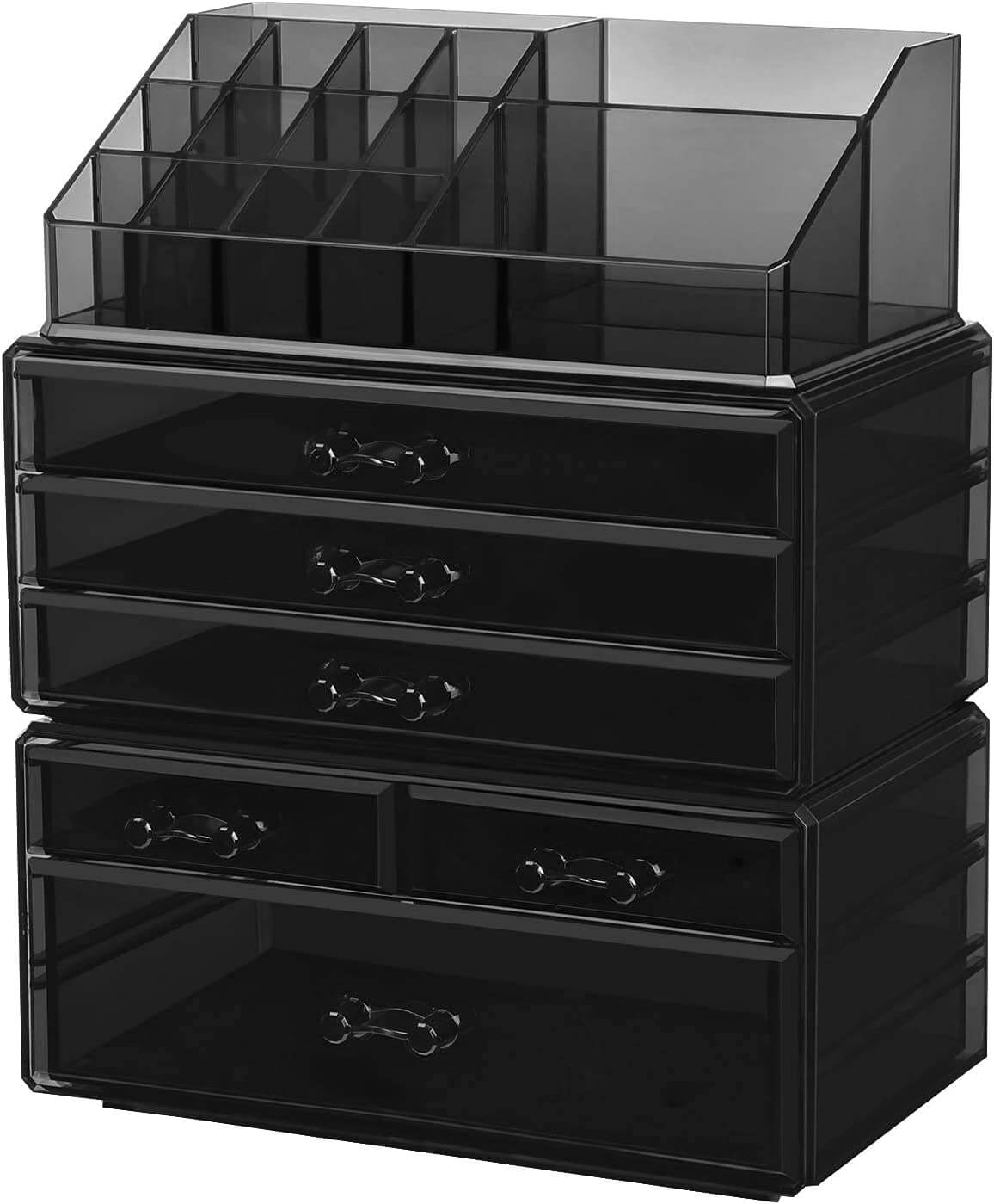 Songmics Ακρυλικός Οργανωτής Καλλυντικών με 6 Συρτάρια - Black / Ημιδιάφανος - JKA009BK