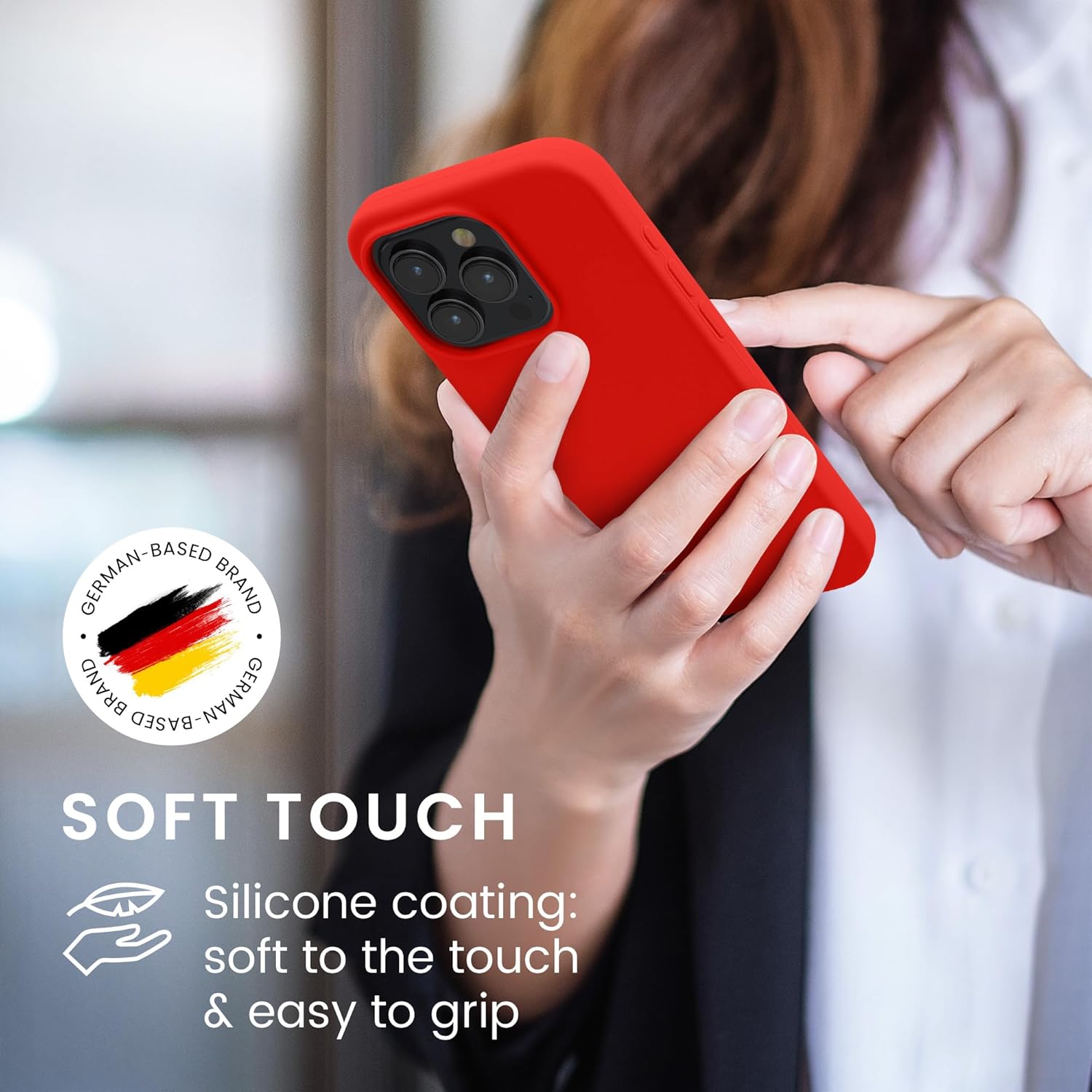 KW iPhone 15 Pro Θήκη Σιλικόνης Rubberized TPU - Red