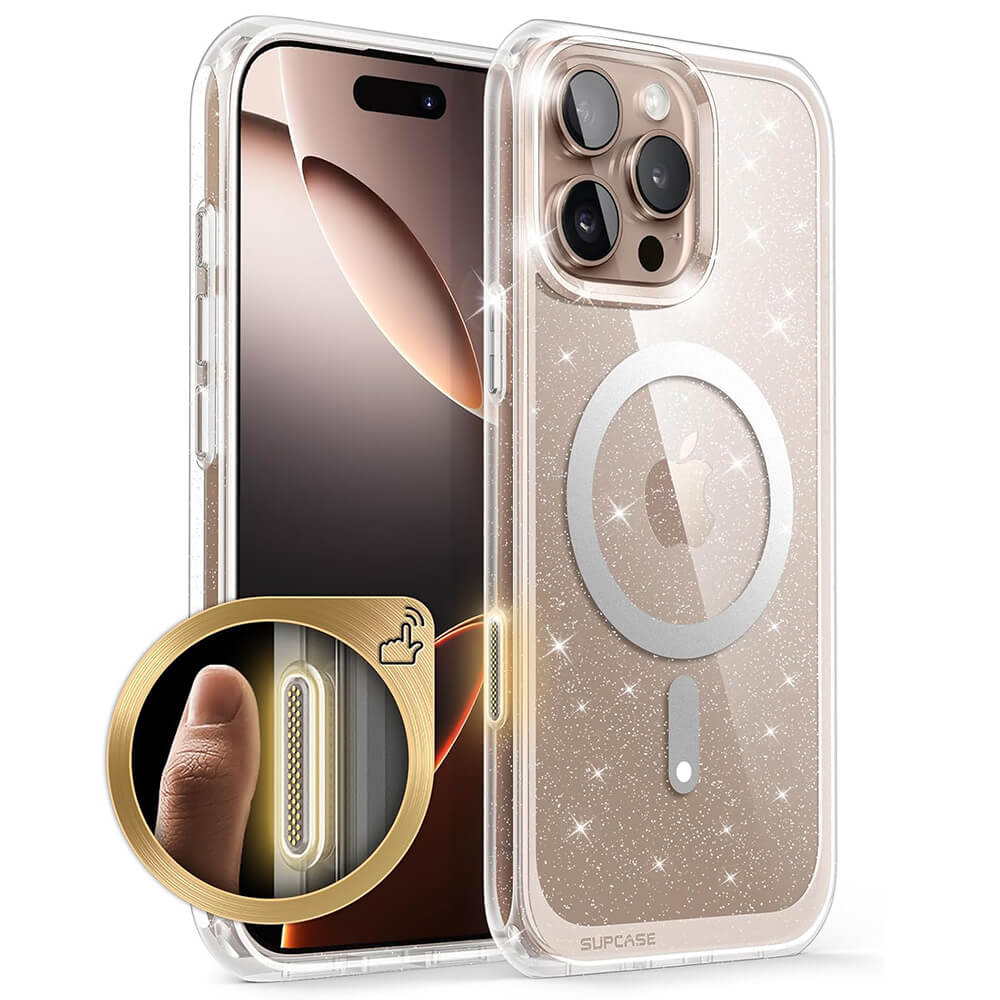 Supcase iPhone 16 - Unicorn Beetle Slim Clear MagSafe Σκληρή Θήκη - Glitter Pink