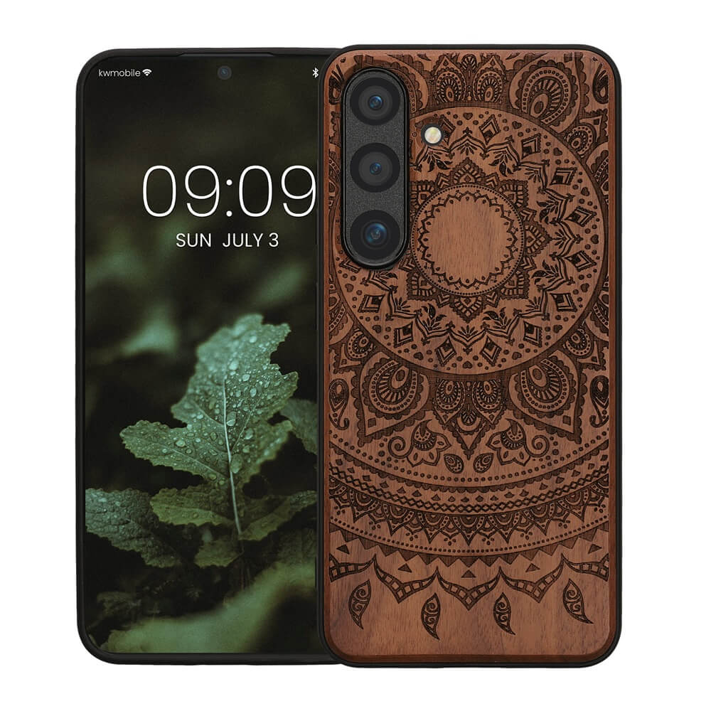 KW Samsung Galaxy S24 Θήκη από Φυσικό Ξύλο - Design Indian Sun - Dark Brown
