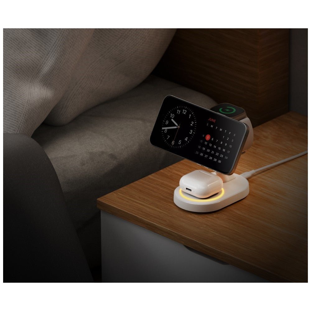 Energea 3in1 Ασύρματος Μαγνητικός Φορτιστής Qi2 MagSafe 15W - GoMag Station 2 - White