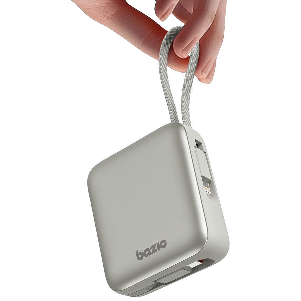 Energea 3in1 PowerBank 10.000mAh με Θύρα USB - C και Ενσωματωμένα Καλώδια Lightning και Type - C - Bazic Fusion Mini - Grey