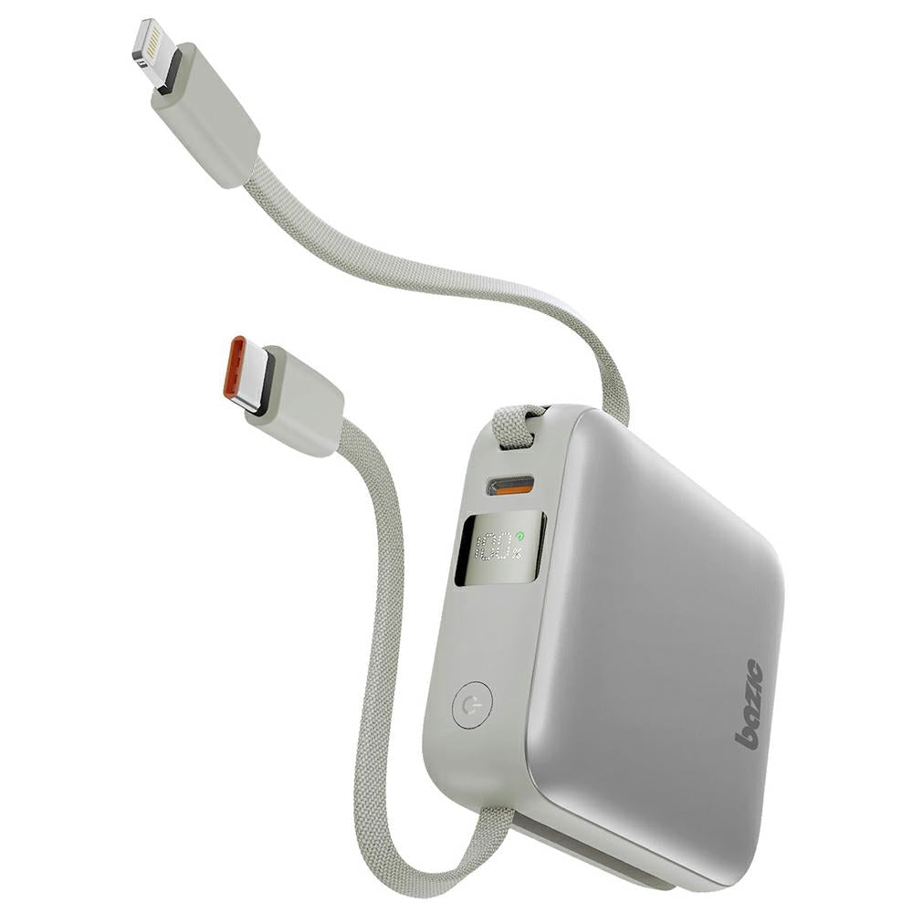 Energea 3in1 PowerBank 10.000mAh με Θύρα USB - C και Ενσωματωμένα Καλώδια Lightning και Type - C - Bazic Fusion Mini - Grey