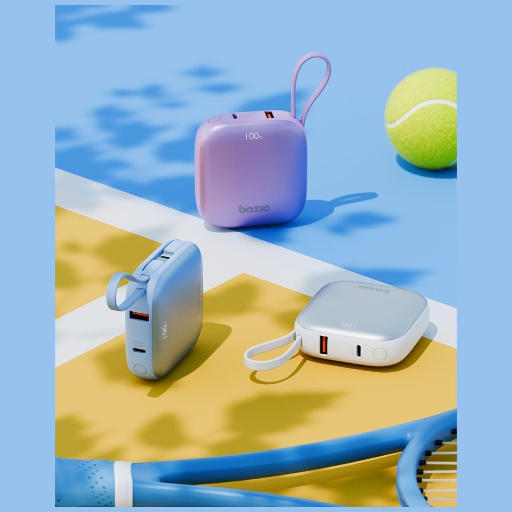 Energea 4in1 PowerBank 10.000mAh με 1 Θύρα USB - C και 1 Θύρα USB και Ενσωματωμένα Καλώδια Lightning και Type - C - Bazic Fusion - Black