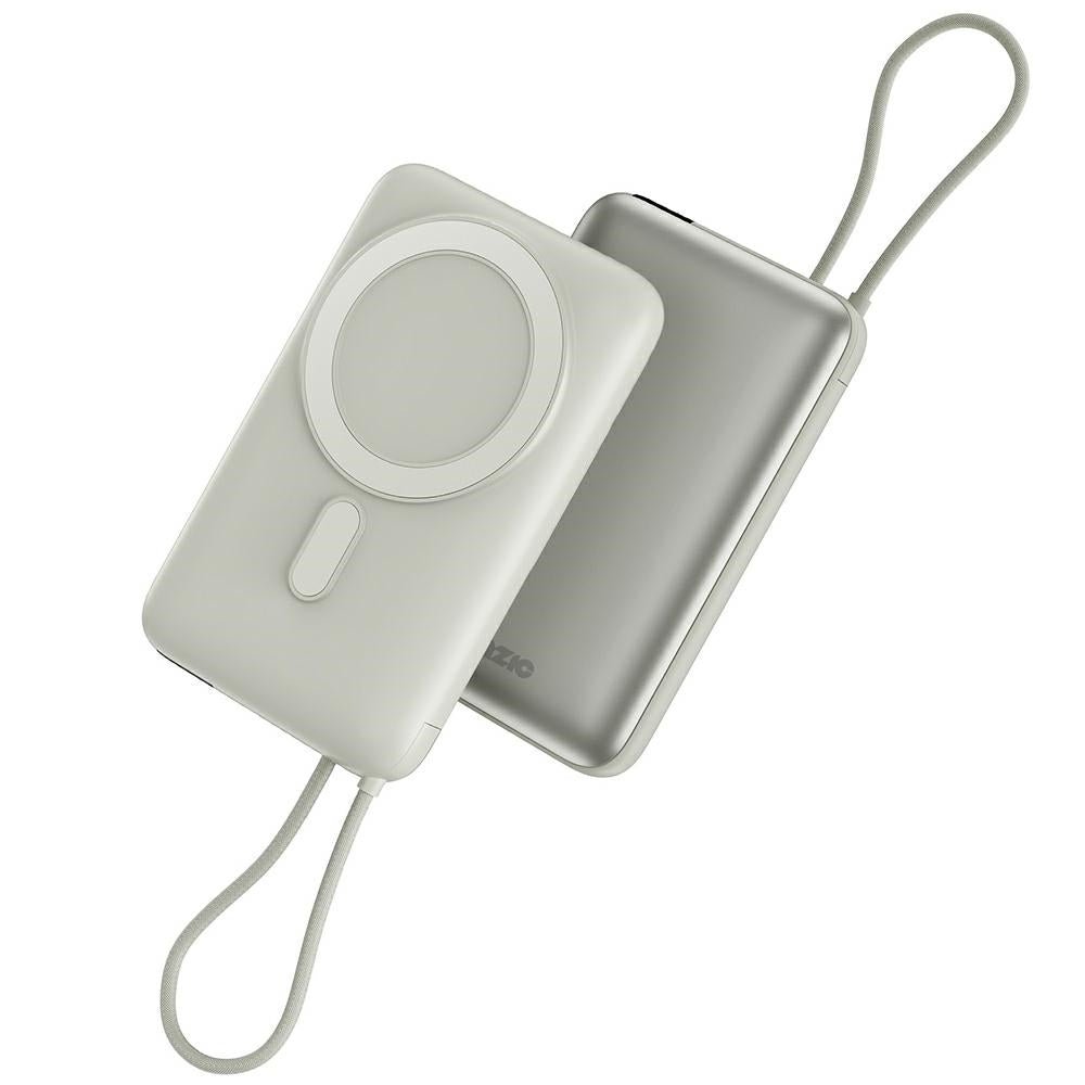 Energea Ασύρματο MagSafe PowerBank Κινητού 10000 mAh με Ενσωματωμένο Καλώδιo Type - C to Type - C - Bazic Fusion Mag - Grey