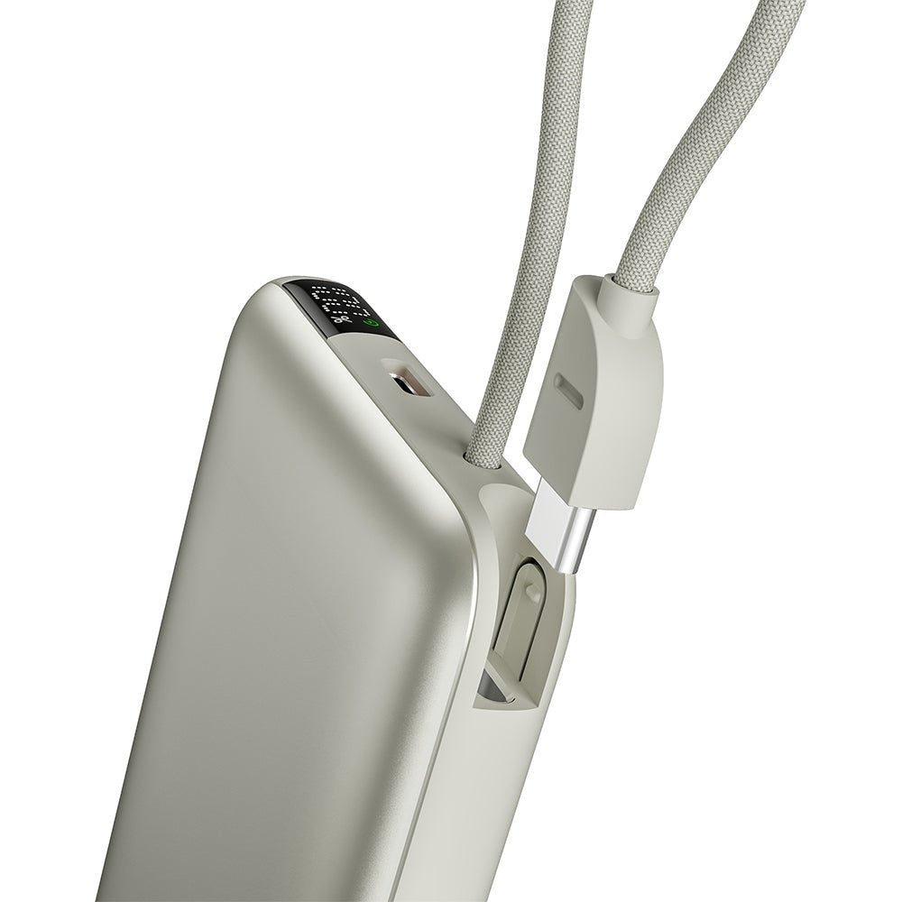 Energea Ασύρματο MagSafe PowerBank Κινητού 10000 mAh με Ενσωματωμένο Καλώδιo Type - C to Type - C - Bazic Fusion Mag - Grey