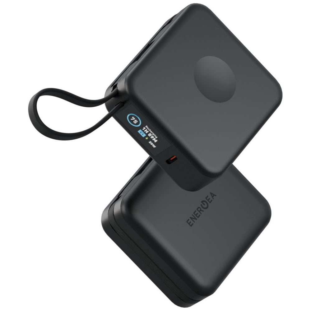 Energea MagPac Mini Plus - Ασύρματο MagSafe PowerBank Κινητού 10000 mAh με 2 Ενσωματωμένα Καλώδια Type - C - Black