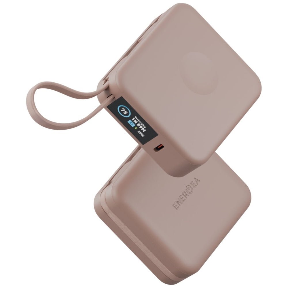 Energea MagPac Mini Plus - Ασύρματο MagSafe PowerBank Κινητού 10000 mAh με 2 Ενσωματωμένα Καλώδια Type - C - Pink