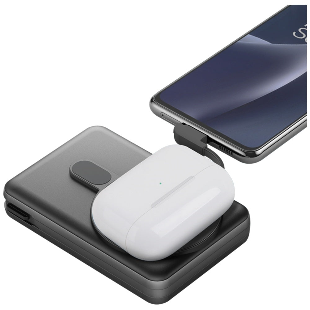 Energea MagPac Pro Plus - Ασύρματο MagSafe PowerBank Κινητού 10000 mAh με Aποσπώμενο Καλώδιo Type - C to Type - C - Grey