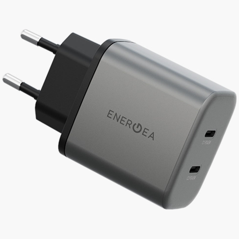 Energea Οικιακός Φορτιστής Γρήγορης Φόρτισης 45W με 2 Θύρες Type - C - Ampcharge - Grey