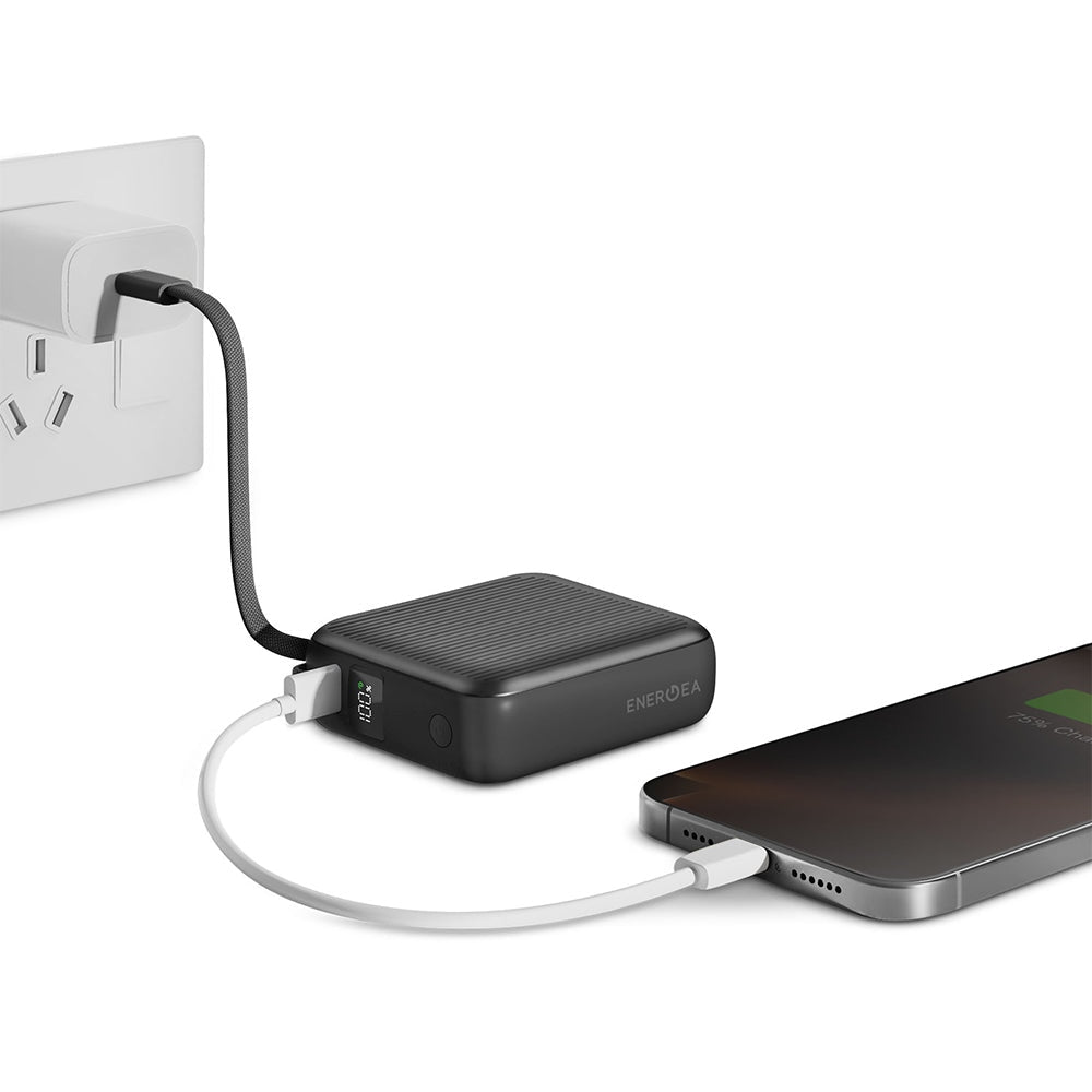 Energea PowerBank 10.000mAh με 1 Θύρα USB - C και Ενσωματωμένο Καλώδιο Type - C - Integra Mini 35 PD35W - Grey