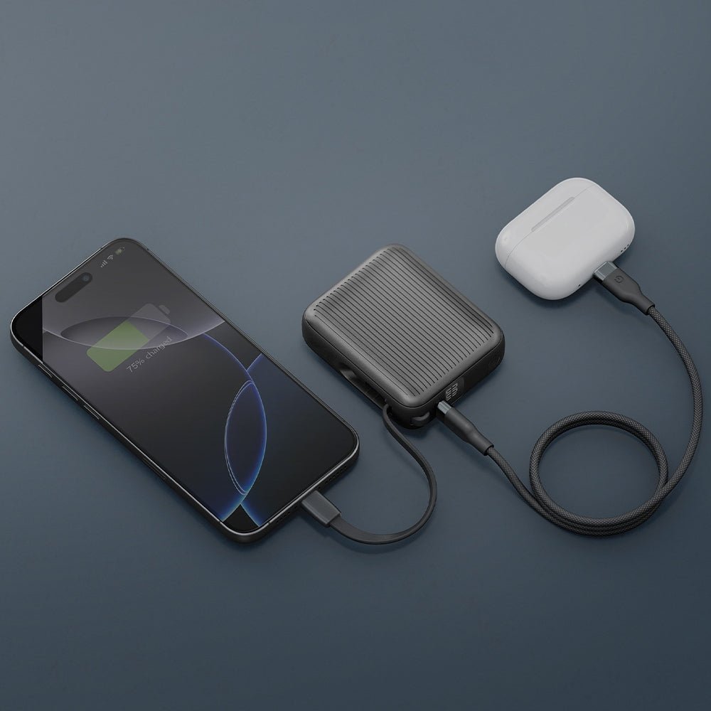 Energea PowerBank 10.000mAh με 1 Θύρα USB - C και Ενσωματωμένο Καλώδιο Type - C - Integra Mini 35 PD35W - Grey