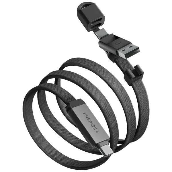 Energea Sheath Travel - 2in1 Καλώδιο Γρήγορης Φόρτισης 60W Type - C to Type - C / Type - C to USB - A 1.2m - Gunmetal