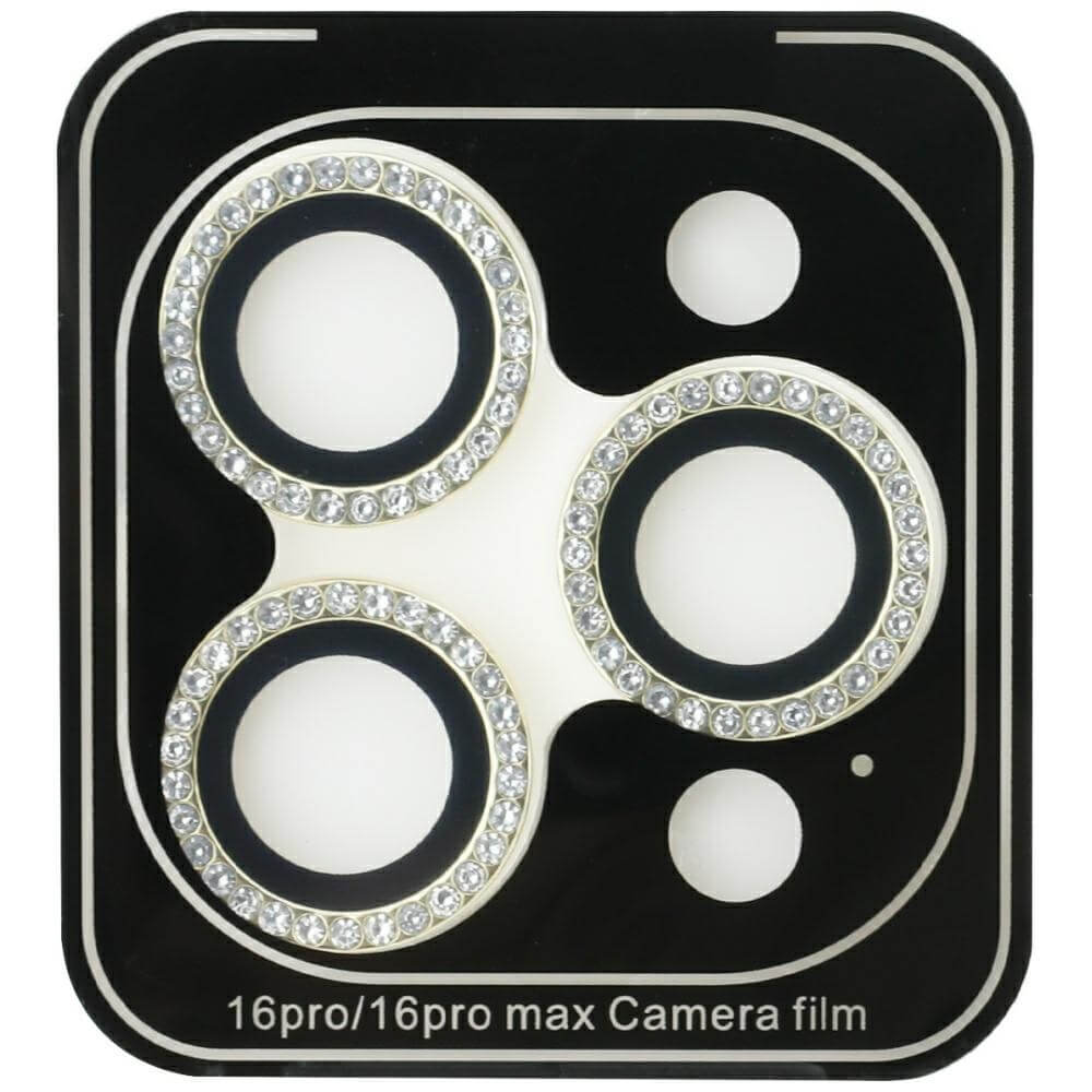 Guess iPhone 16 Pro / iPhone 16 Pro Max Rhinestone Camera Lens Protector Αντιχαρακτικό Γυαλί για την Κάμερα - Gold