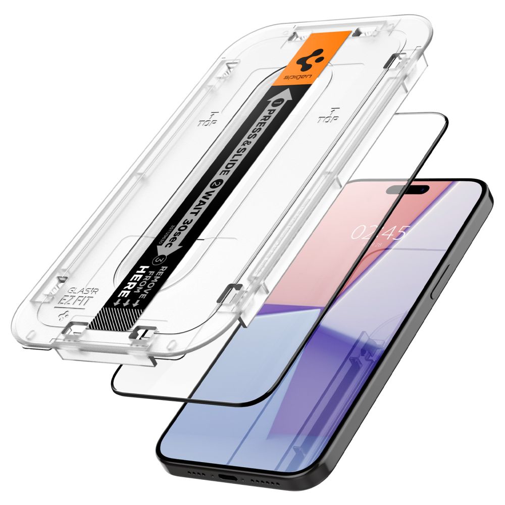 Spigen iPhone 15 Pro Glas.TR EZ Fit FC 0.3mm 2.5D 9H Case Friendly Full Screen Tempered Glass Αντιχαρακτικό Γυαλί Οθόνης - Black - AGL06899