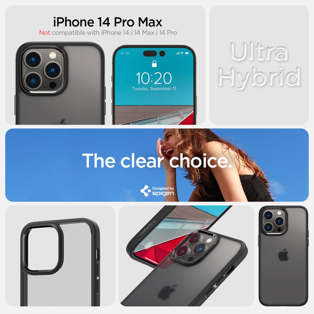 Spigen iPhone 14 Pro Max Ultra Hybrid Σκληρή Θήκη με Πλαίσιο Σιλικόνης - Frost Black