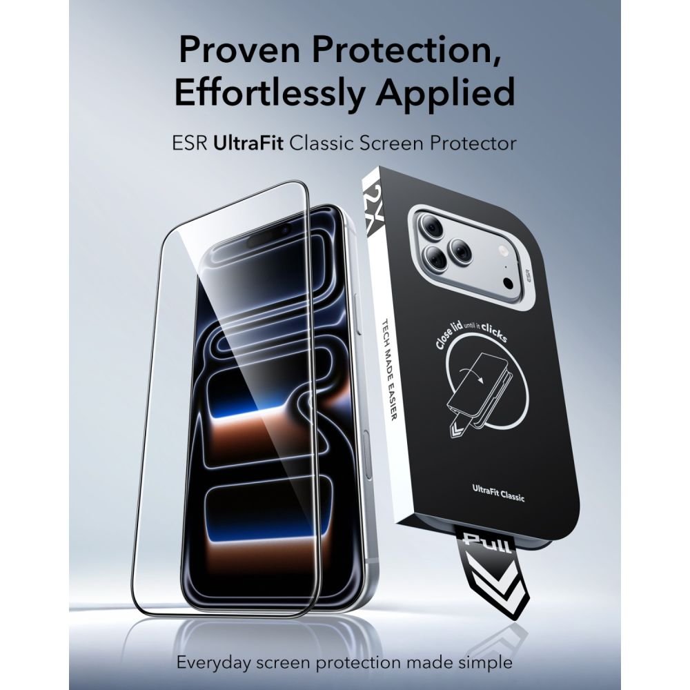 ESR iPhone 17 Pro / iPhone 18 Pro - Full Screen Αντιχαρακτικό Γυαλί Οθόνης - UltraFit Classic - 2 Τεμάχια - Black