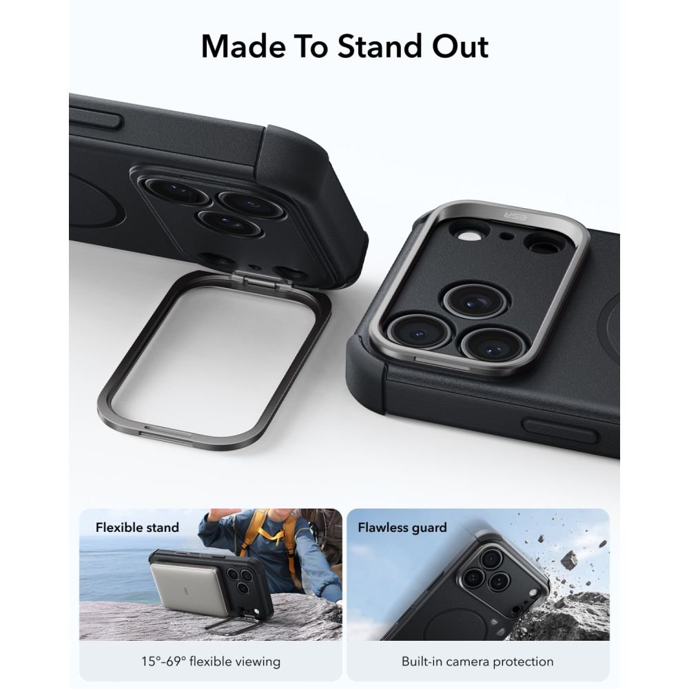 ESR iPhone 17 Pro / iPhone 18 Pro - Σκληρή Θήκη MagSafe με Πλαίσιο Σιλικόνης και Σταντ - Cyber Tough Kickstand - Black