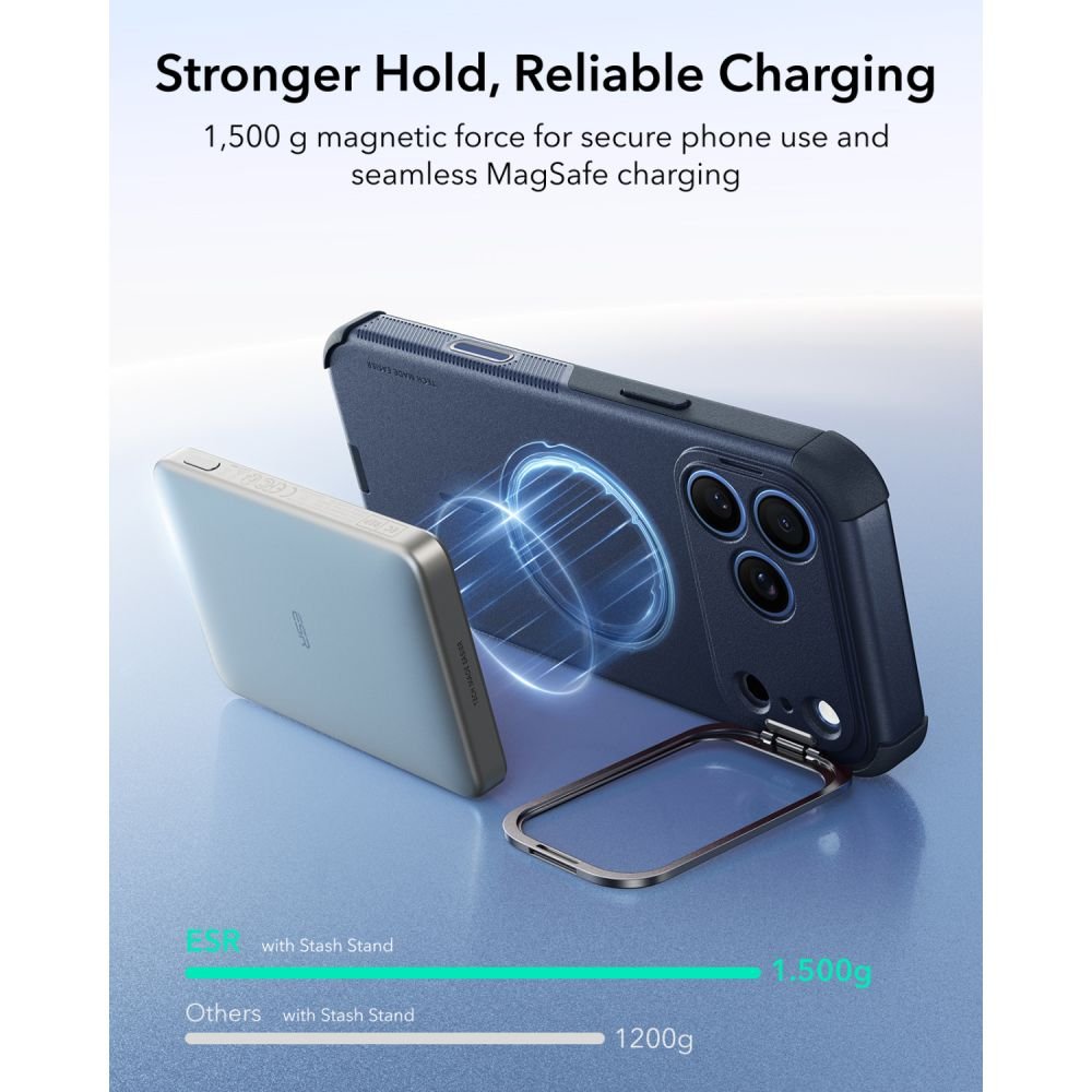 ESR iPhone 17 Pro / iPhone 18 Pro - Σκληρή Θήκη MagSafe με Πλαίσιο Σιλικόνης και Σταντ - Cyber Tough Kickstand - Blue