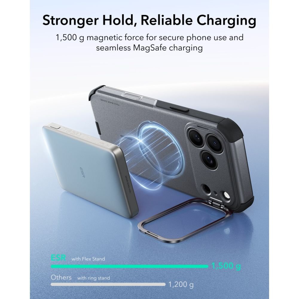ESR iPhone 17 Pro / iPhone 18 Pro - Σκληρή Θήκη MagSafe με Πλαίσιο Σιλικόνης και Σταντ - Cyber Tough Kickstand - Grey