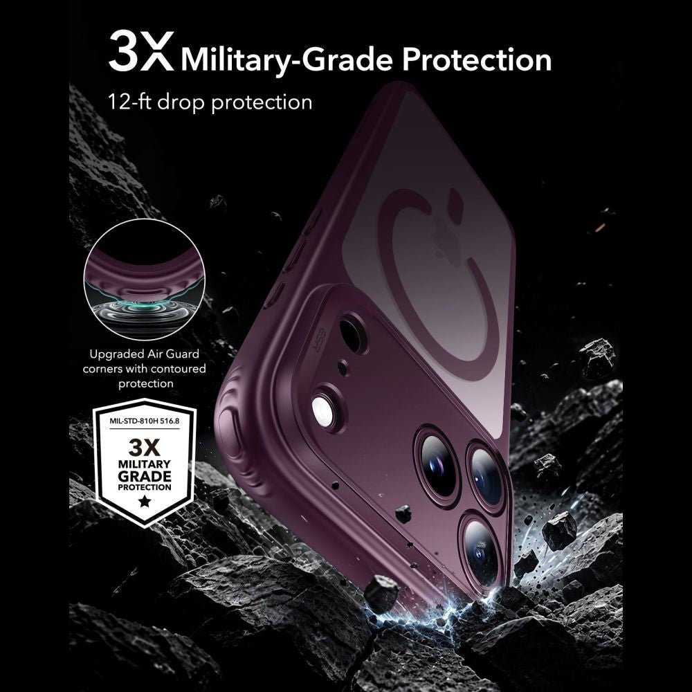 ESR iPhone 17 Pro / iPhone 18 Pro - Σκληρή Θήκη με Πλαίσιο Σιλικόνης - Classic Hybrid MagSafe - Frosted Deep Burgundy