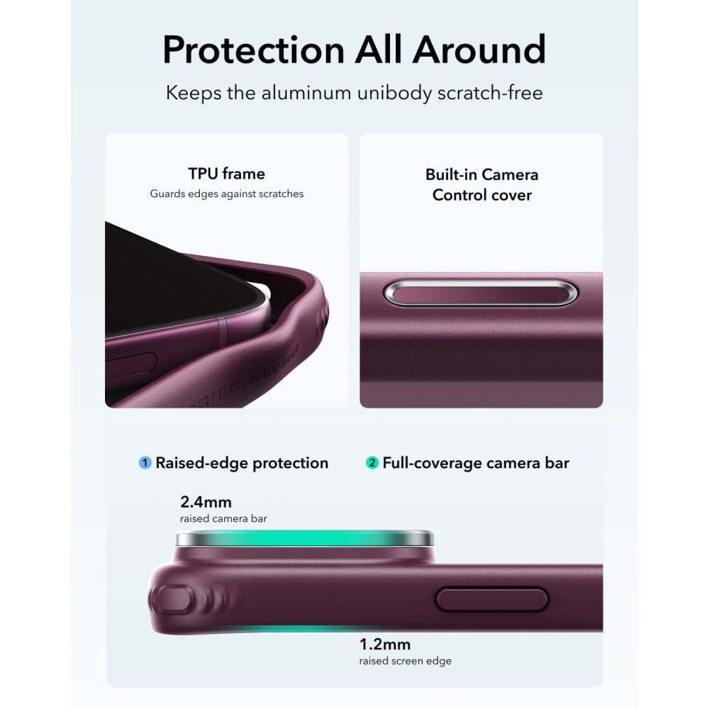 ESR iPhone 17 Pro / iPhone 18 Pro - Σκληρή Θήκη με Πλαίσιο Σιλικόνης και Σταντ - Classic Hybrid Kickstand MagSafe - Frosted Deep Burgundy