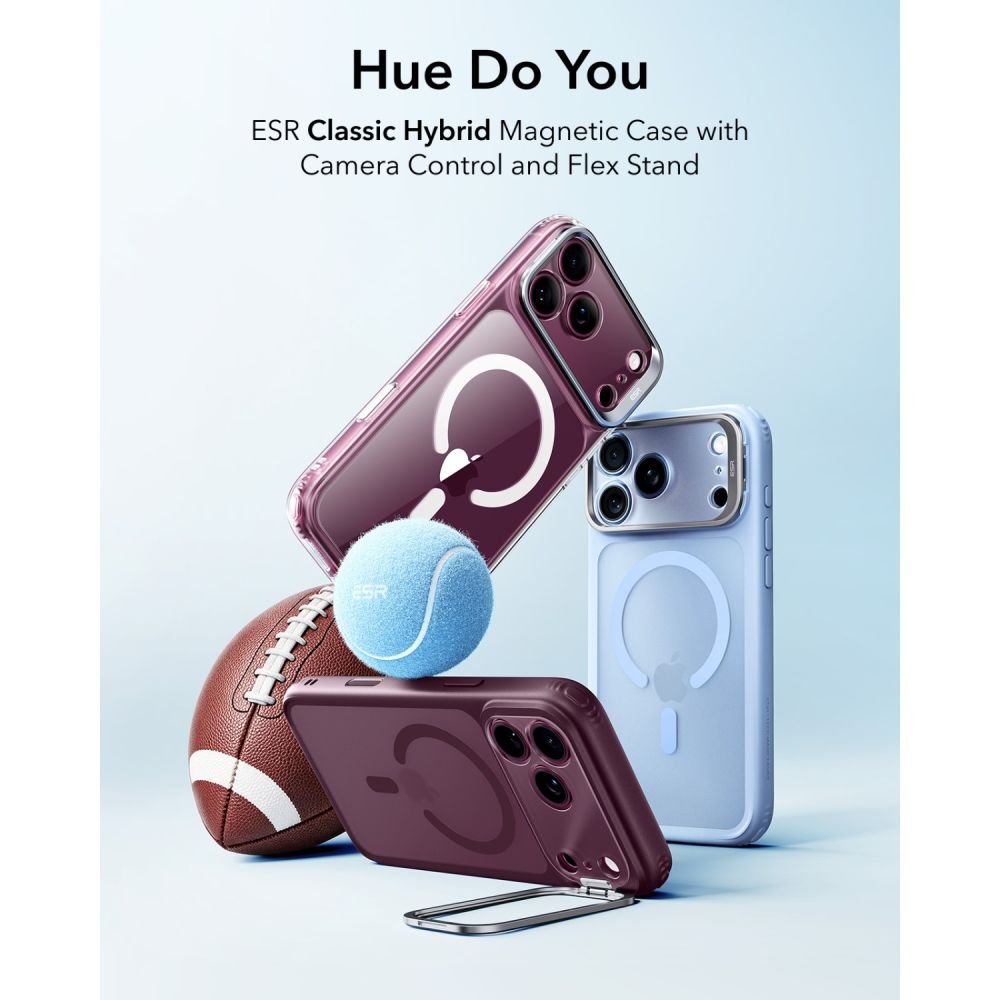 ESR iPhone 17 Pro / iPhone 18 Pro - Σκληρή Θήκη με Πλαίσιο Σιλικόνης και Σταντ - Classic Hybrid Kickstand MagSafe - Frosted Deep Burgundy
