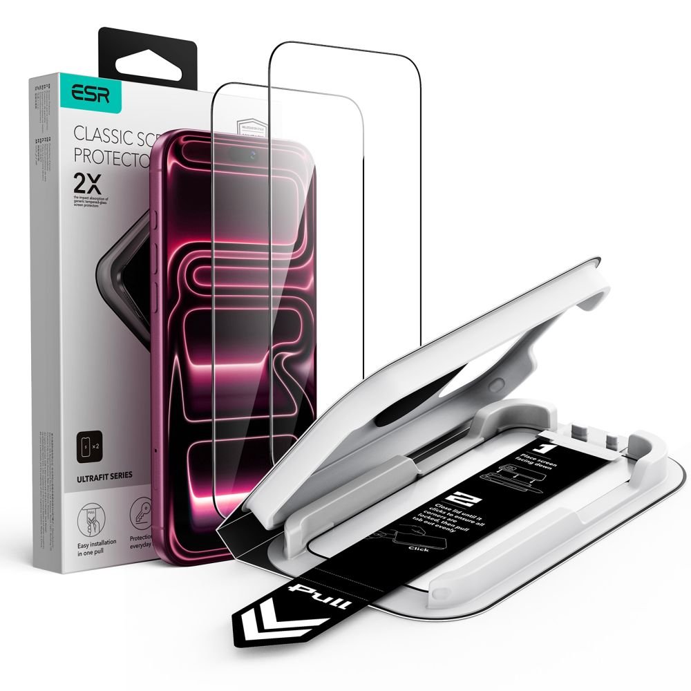 ESR iPhone 17 Pro Max / iPhone 18 Pro Max - Full Screen Αντιχαρακτικό Γυαλί Οθόνης - UltraFit Classic - 2 Τεμάχια - Black