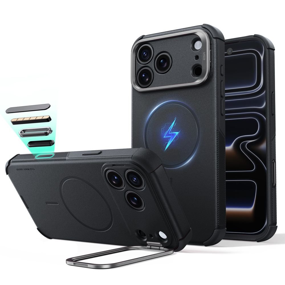 ESR iPhone 17 Pro Max / iPhone 18 Pro Max - Σκληρή Θήκη MagSafe με Πλαίσιο Σιλικόνης και Σταντ - Cyber Tough Kickstand - Black