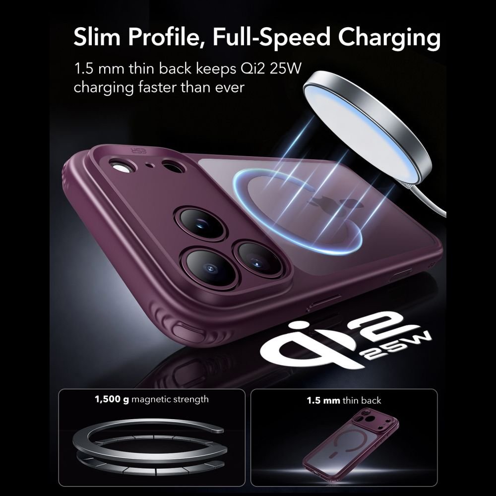 ESR iPhone 17 Pro Max / iPhone 18 Pro Max - Σκληρή Θήκη με Πλαίσιο Σιλικόνης - Classic Hybrid MagSafe - Frosted Deep Burgundy