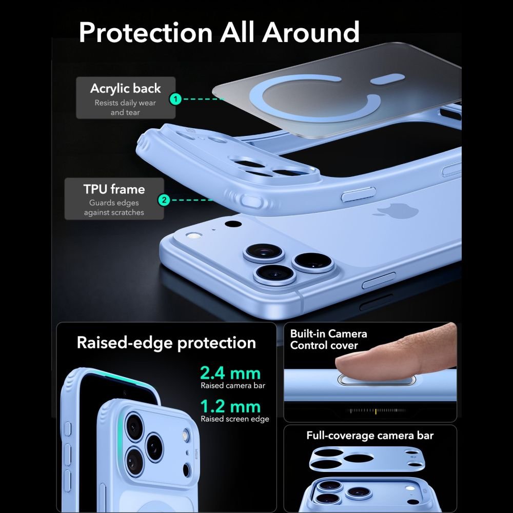 ESR iPhone 17 Pro Max / iPhone 18 Pro Max - Σκληρή Θήκη με Πλαίσιο Σιλικόνης - Classic Hybrid MagSafe - Frosted Light Blue