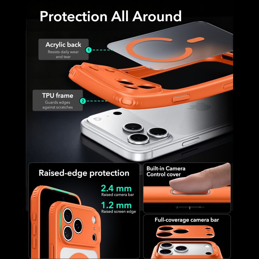 ESR iPhone 17 Pro Max / iPhone 18 Pro Max - Σκληρή Θήκη με Πλαίσιο Σιλικόνης - Classic Hybrid MagSafe - Frosted Orange