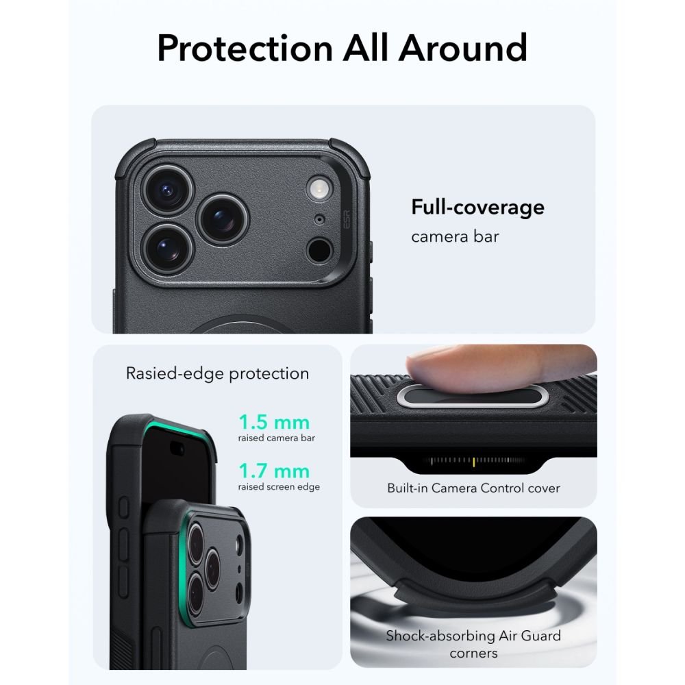 ESR iPhone 17 Pro Max / iPhone 18 Pro Max - Σκληρή Θήκη με Πλαίσιο Σιλικόνης και MagSafe - Cyber Tough MagSafe - Black