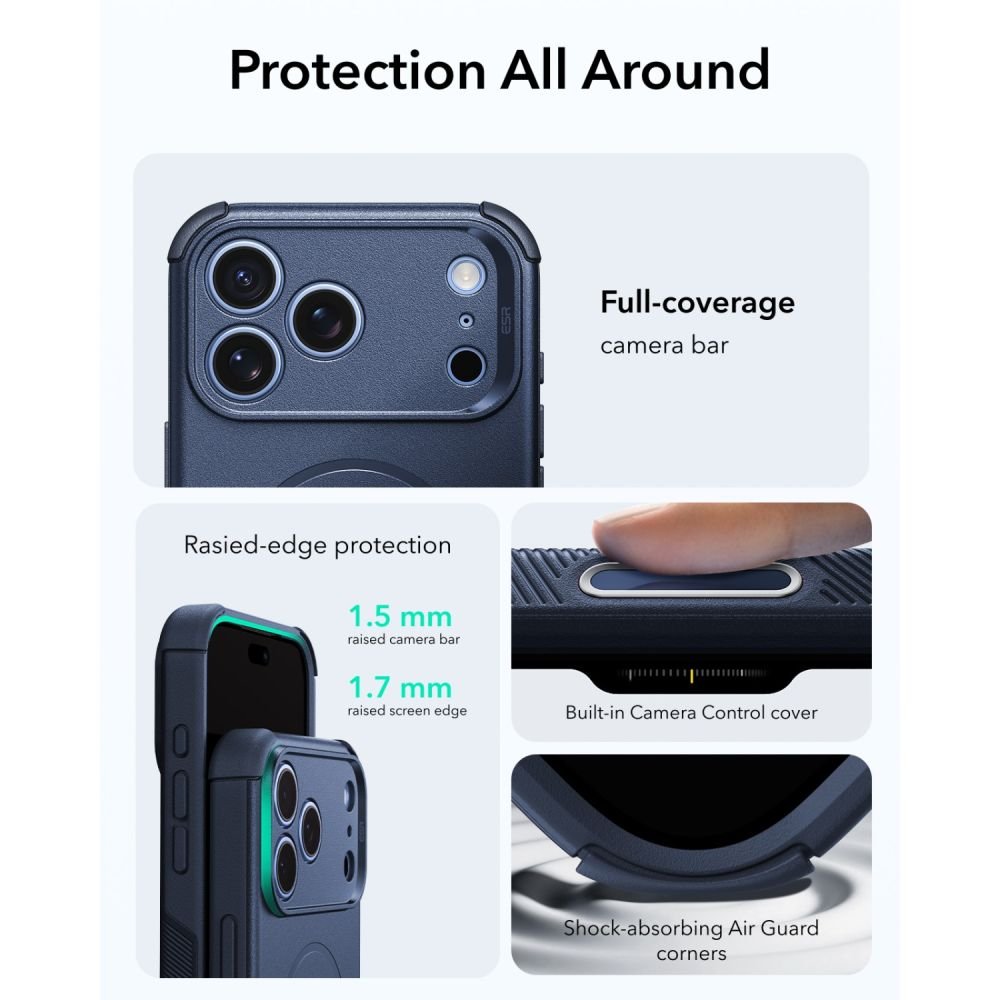 ESR iPhone 17 Pro Max / iPhone 18 Pro Max - Σκληρή Θήκη με Πλαίσιο Σιλικόνης και MagSafe - Cyber Tough MagSafe - Blue