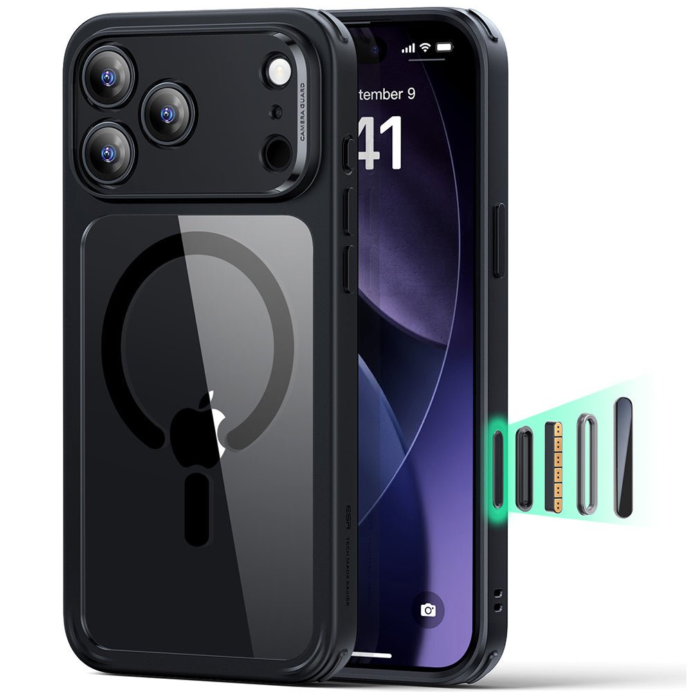 ESR iPhone 17 Pro Max - Σκληρή Θήκη με Πλαίσιο Σιλικόνης και MagSafe - Classic Hybrid Halolock - Clear Black