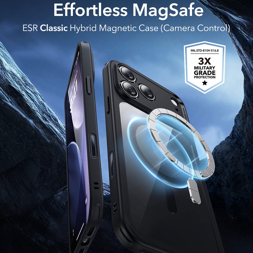ESR iPhone 17 Pro Max - Σκληρή Θήκη με Πλαίσιο Σιλικόνης και MagSafe - Classic Hybrid Halolock - Clear Black