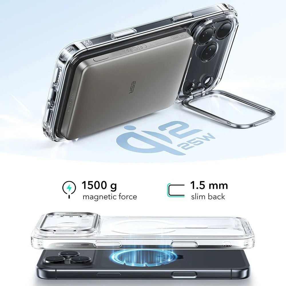ESR iPhone 17 Pro Max - Σκληρή Θήκη με Πλαίσιο Σιλικόνης και Stand - Classic Hybrid HaloLock Kickstand - Clear