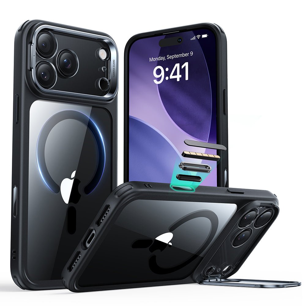 ESR iPhone 17 Pro Max - Σκληρή Θήκη με Πλαίσιο Σιλικόνης και Stand - Classic Hybrid HaloLock Kickstand - Clear Black