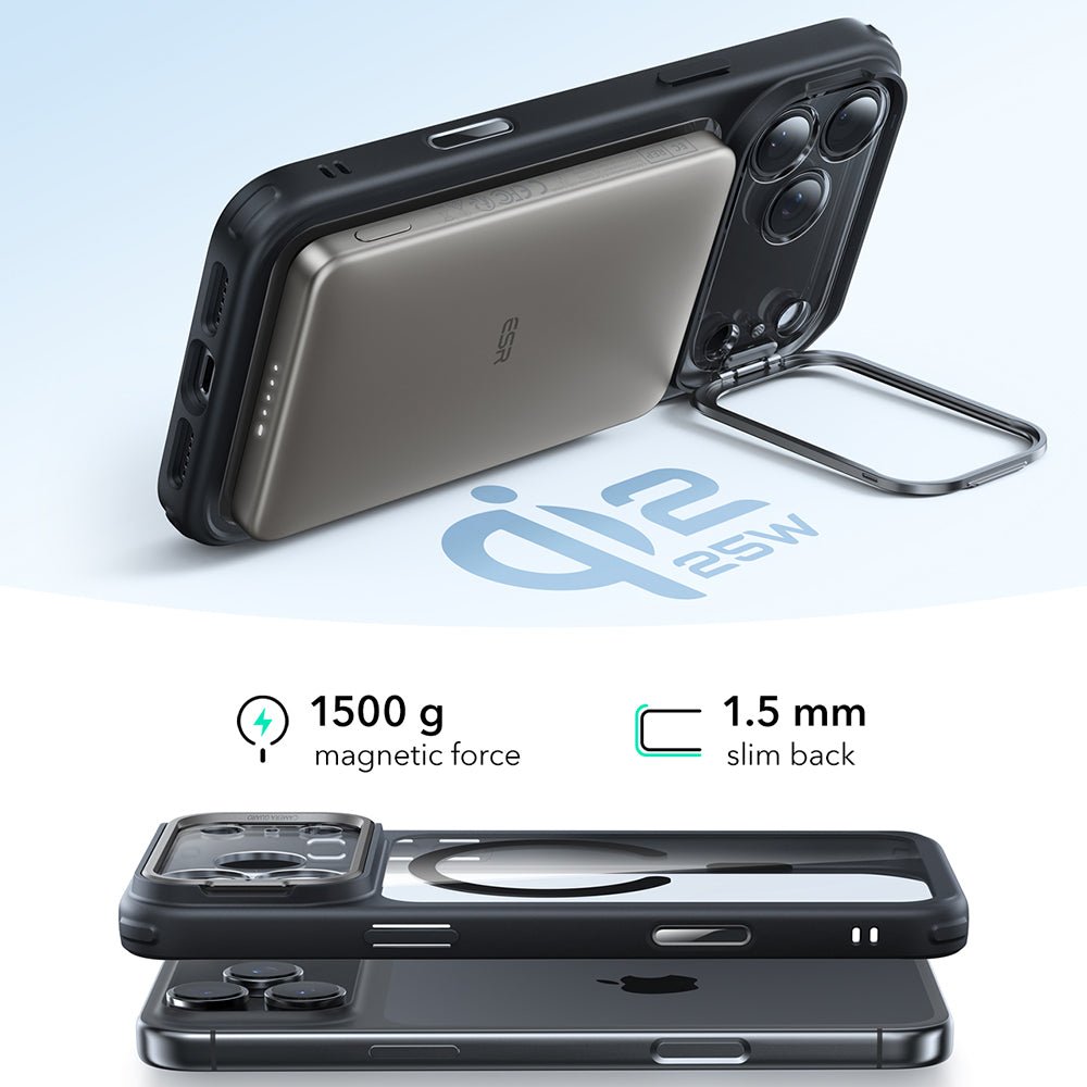 ESR iPhone 17 Pro Max - Σκληρή Θήκη με Πλαίσιο Σιλικόνης και Stand - Classic Hybrid HaloLock Kickstand - Clear Black