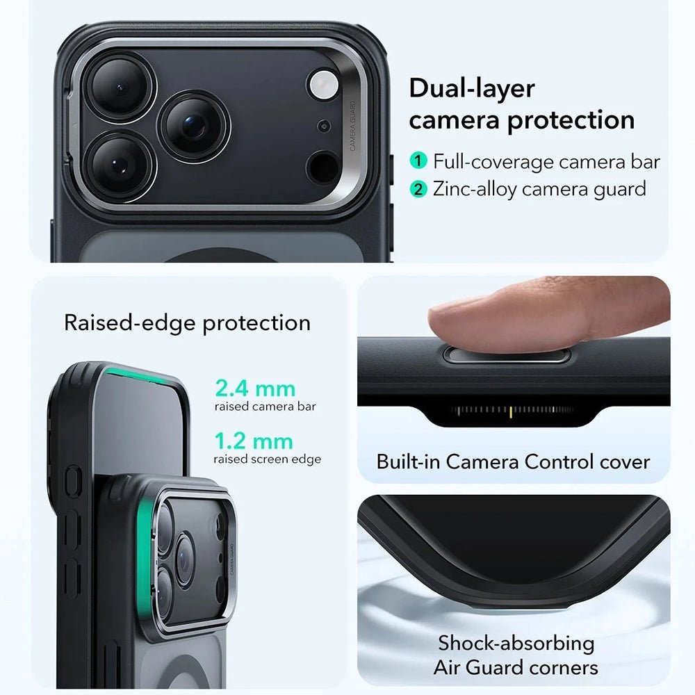 ESR iPhone 17 Pro Max - Σκληρή Θήκη με Πλαίσιο Σιλικόνης και Stand - Classic Hybrid HaloLock Kickstand - Frosted Black
