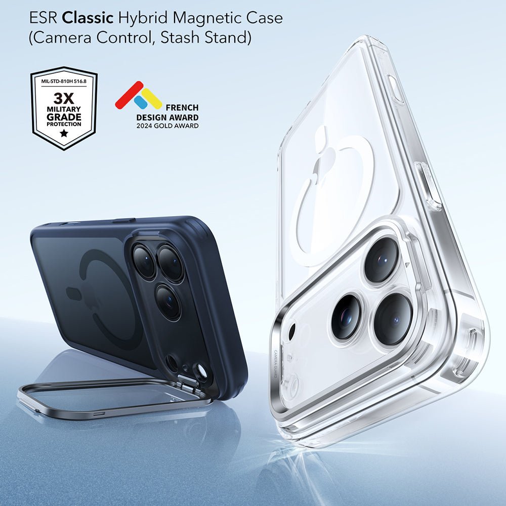 ESR iPhone 17 Pro Max - Σκληρή Θήκη με Πλαίσιο Σιλικόνης και Stand - Classic Hybrid HaloLock Kickstand - Frosted Blue