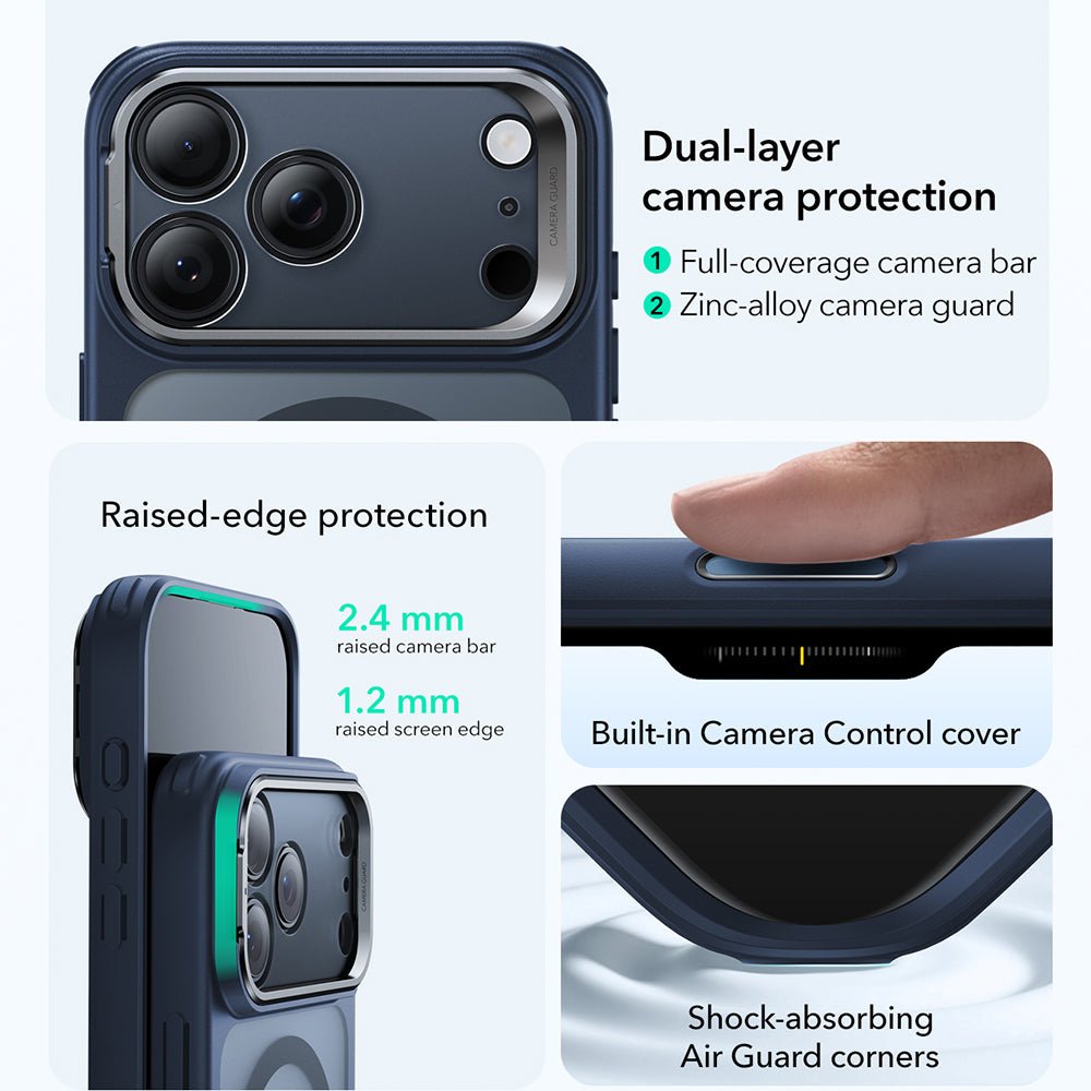 ESR iPhone 17 Pro Max - Σκληρή Θήκη με Πλαίσιο Σιλικόνης και Stand - Classic Hybrid HaloLock Kickstand - Frosted Blue