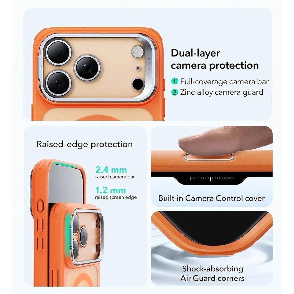 ESR iPhone 17 Pro Max - Σκληρή Θήκη με Πλαίσιο Σιλικόνης και Stand - Classic Hybrid HaloLock Kickstand - Frosted Orange