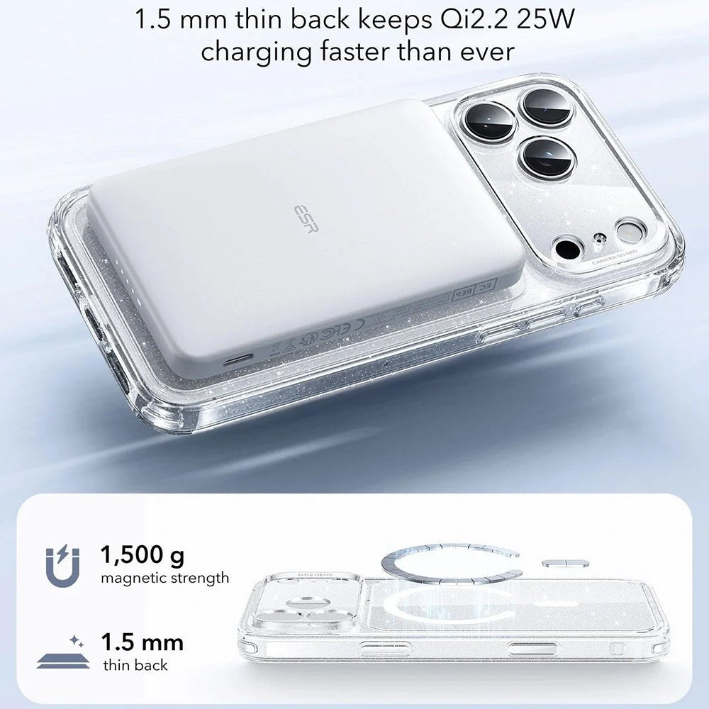 ESR iPhone 17 Pro - Σκληρή Θήκη με Πλαίσιο Σιλικόνης και MagSafe - Classic Hybrid Halolock - Clear Shimmer