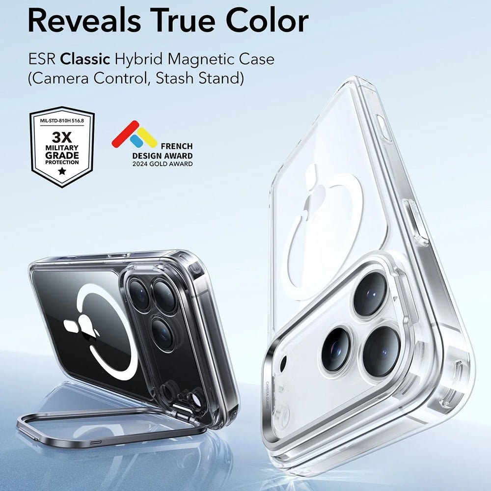 ESR iPhone 17 Pro - Σκληρή Θήκη με Πλαίσιο Σιλικόνης και Stand - Classic Hybrid HaloLock Kickstand - Clear