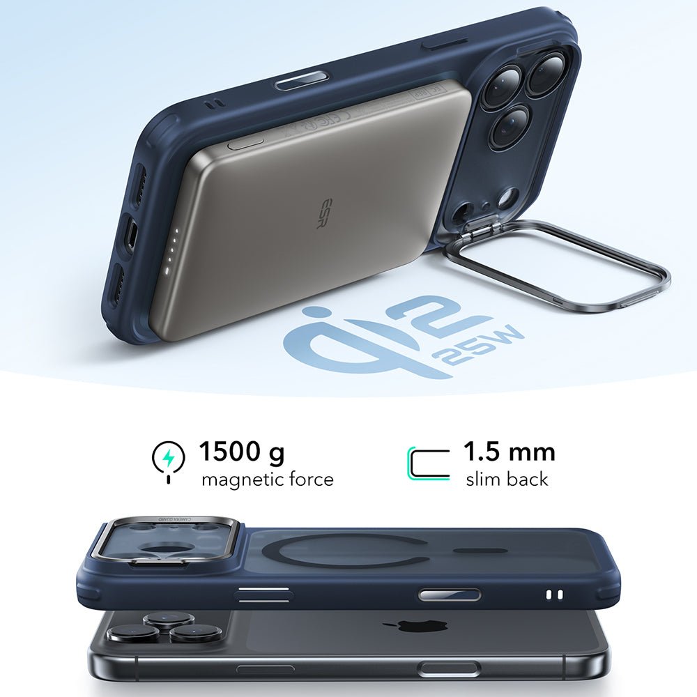 ESR iPhone 17 Pro - Σκληρή Θήκη με Πλαίσιο Σιλικόνης και Stand - Classic Hybrid HaloLock Kickstand - Frosted Blue