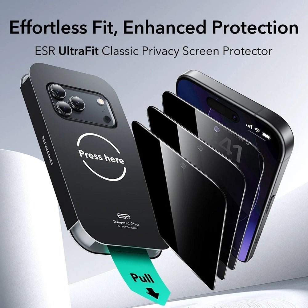 ESR iPhone 18 Pro - Full Screen Αντιχαρακτικό Γυαλί Οθόνης - UltraFit Classic - 3 Τεμάχια - Privacy