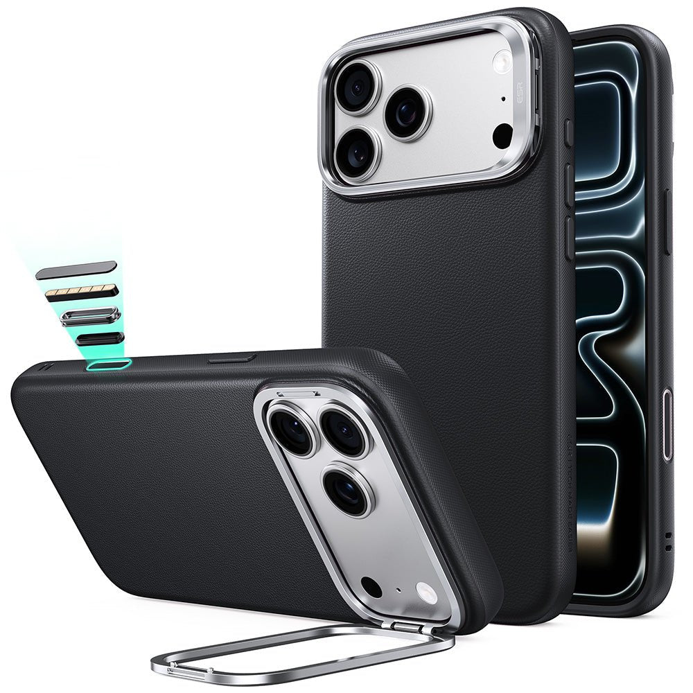 ESR iPhone 18 Pro / iPhone 17 Pro - Σκληρή Θήκη MagSafe με Πλαίσιο Σιλικόνης και Σταντ - Atelier Magnetic Kickstand - Black