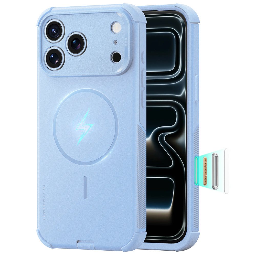 ESR iPhone 18 Pro / iPhone 17 Pro - Σκληρή Θήκη με Πλαίσιο Σιλικόνης - Cyber Halolock - Light Blue