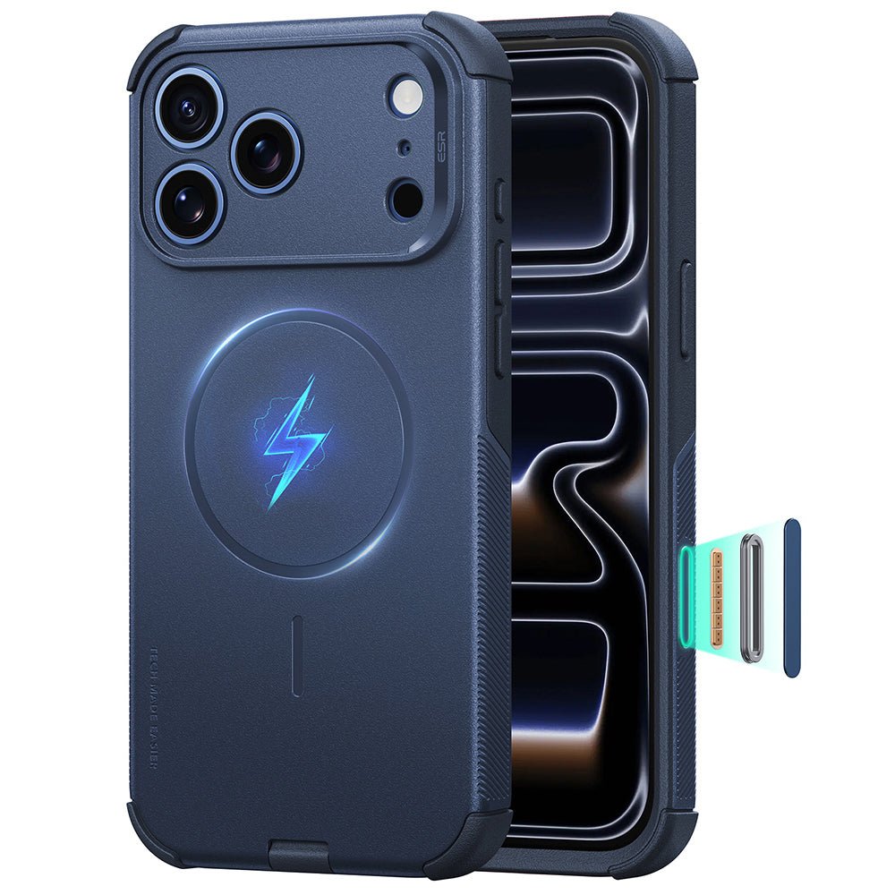 ESR iPhone 18 Pro / iPhone 17 Pro - Σκληρή Θήκη με Πλαίσιο Σιλικόνης - Cyber Halolock - Navy Blue
